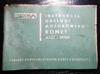 Motorower Romet M750 M760 oryginalna instrukcja obsługi 1977