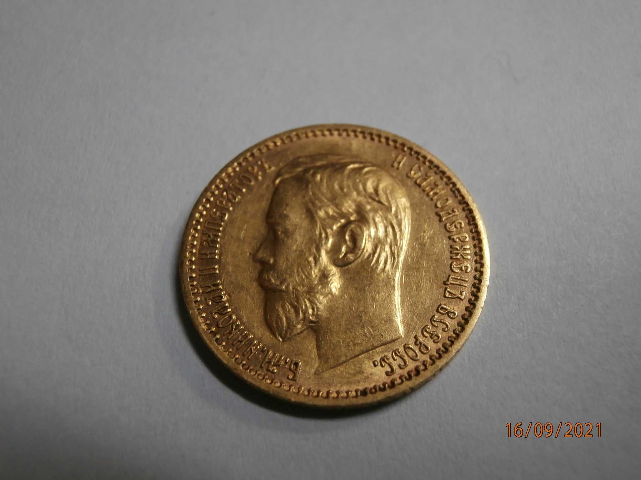 Złota Moneta 5 Rubli 1898r. 4,3 g złoto 900, stan 2+