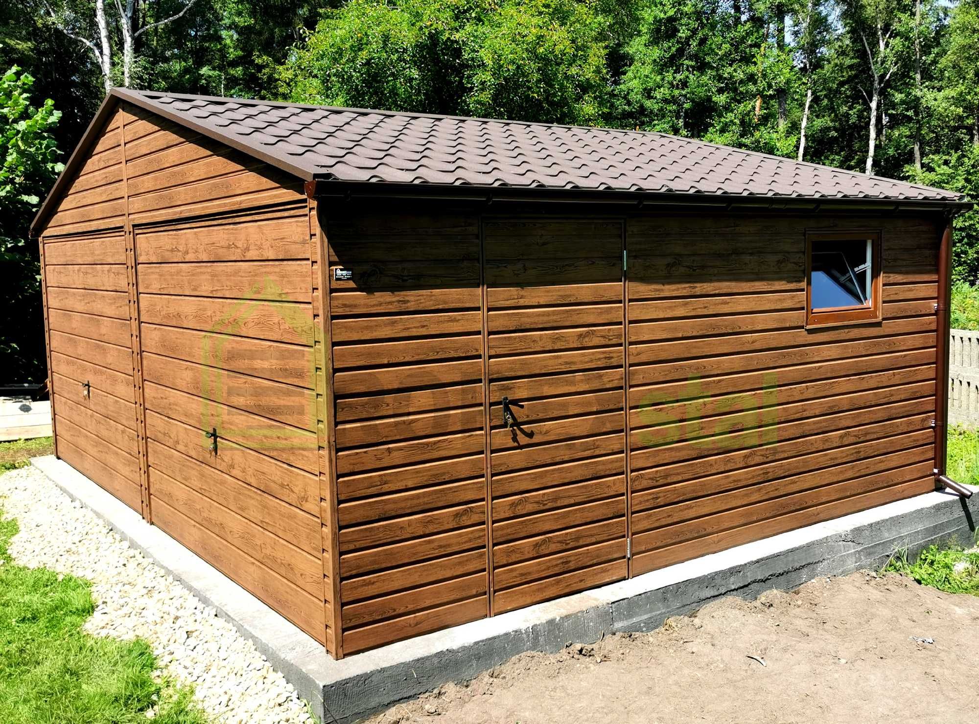 Garaż blaszany 9x5 garaż trzystanowiskowy drewnopodobny producent 6x6