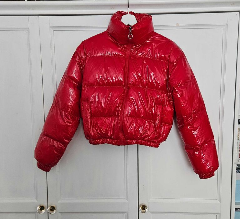 Kurta puchowa czerwona damska