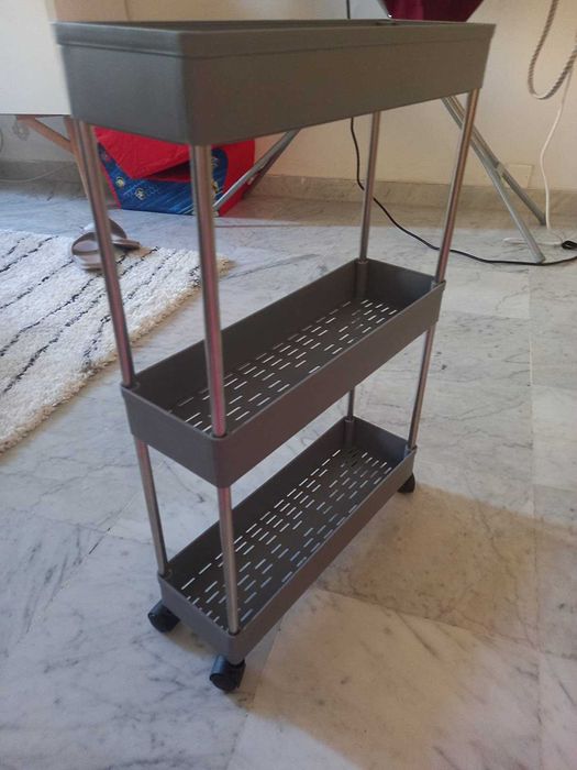 Wózek na kółkach 3 półki do kuchni łazienki szary NOWY