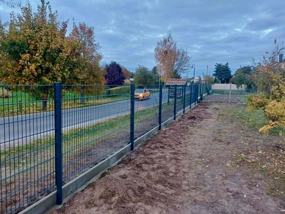 Brama skrzydłowa 2D panel ocynk malowana proszkowo słupy LOCINOX