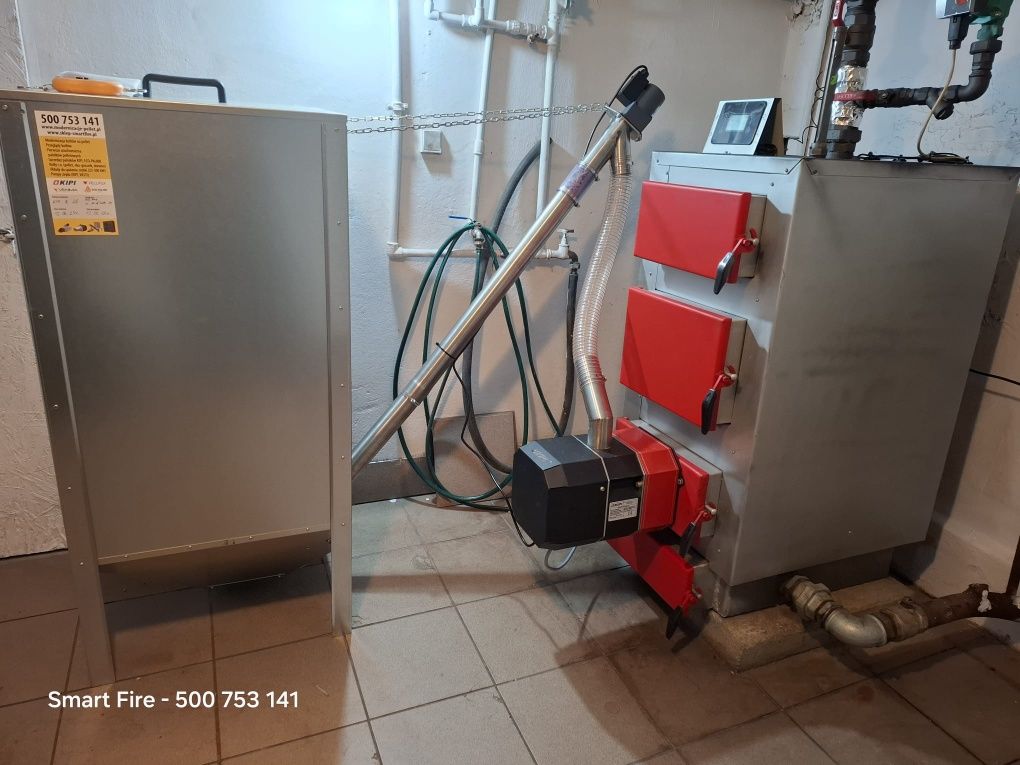 Zestaw pelletowy przystawka 36 kW Kipi nowy sterownik Kosz Palnik smf