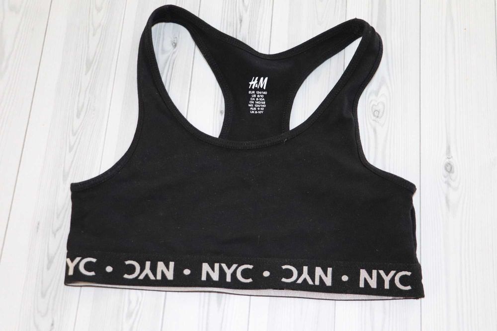 H&M krótki top stanik sportowy 134/140