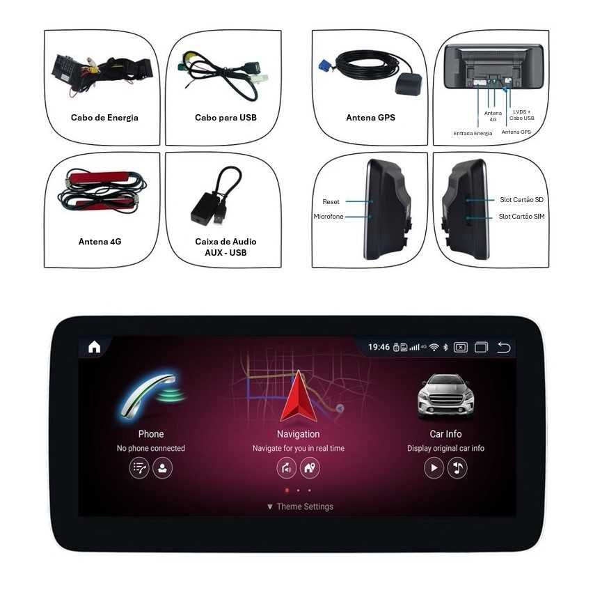 Auto Rádio Ecrã Mercedes