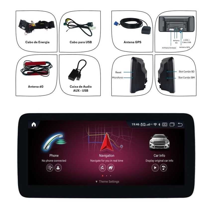 Auto Rádio Android Mercedes C / A / CLA / GLC / GLA