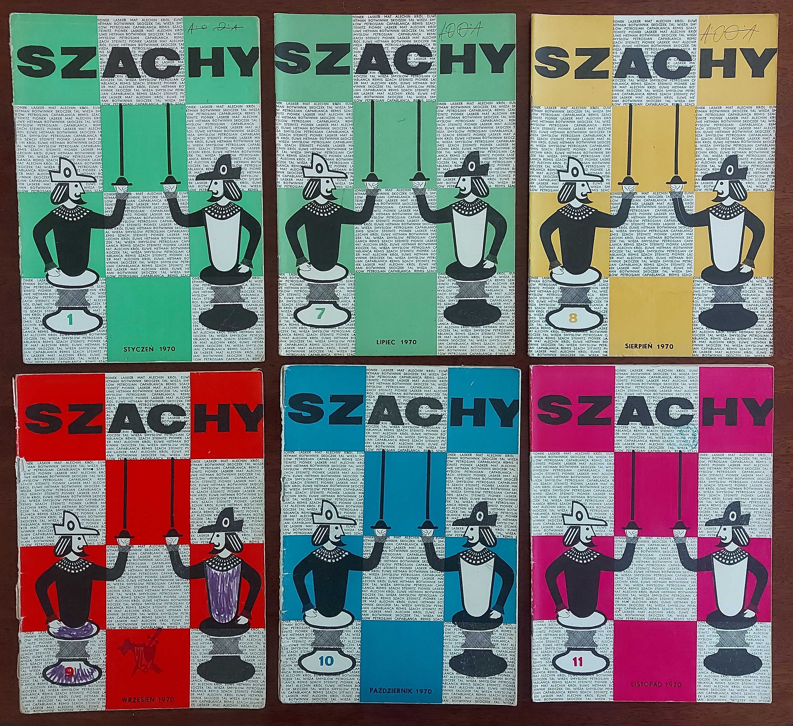 Czasopisma "Szachy" z 1970 roku. 6 sztuk.