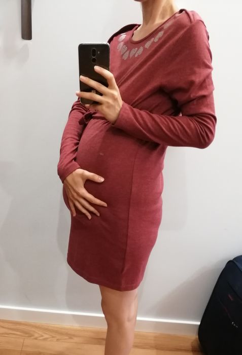 Bordowa ciążowa sukienka TXM sportowa M