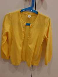 Kardigan dziewczęcy sweterek na guziczki żółty H&M 98