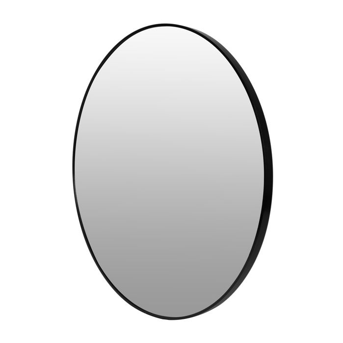 Lustro ścienne 50 cm wiszące nowoczesne czarna rama aluminium