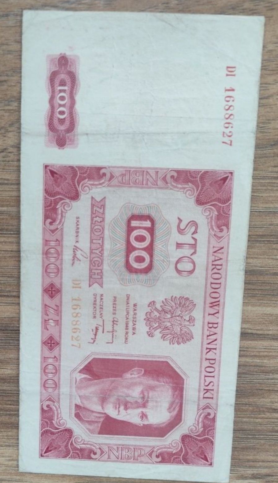 Banknot  100 złotych 1948rok. Seria DI