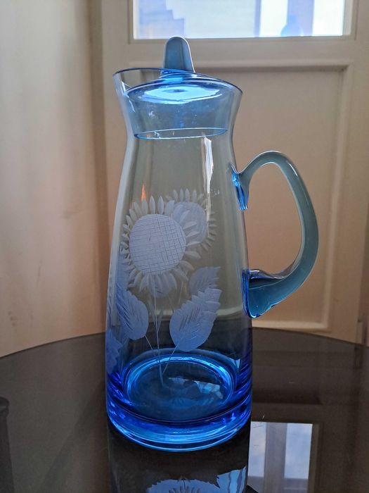 Глечик скляний, з купоросного скла  кувшин порцелянов Березнівський ФЗ