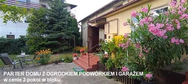 PARTER DOMU z własnym ogródkiem, zielonym podwórkiem i garażem