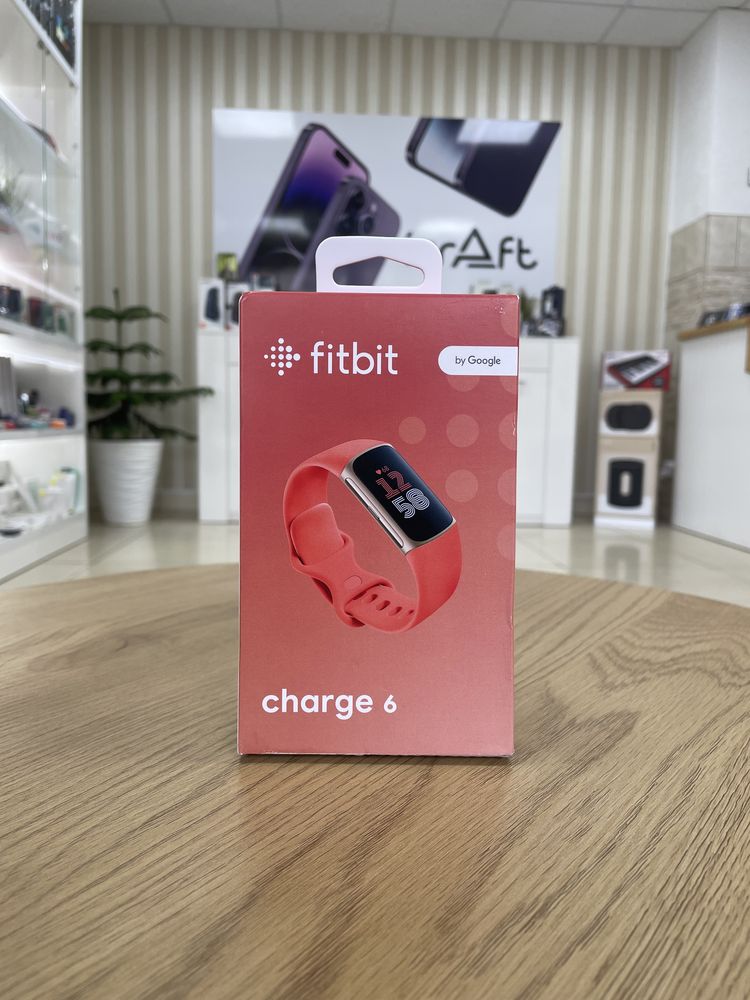 Спортивный браслет Fitbit by Google Charge 6 Gold opera/ coral belt