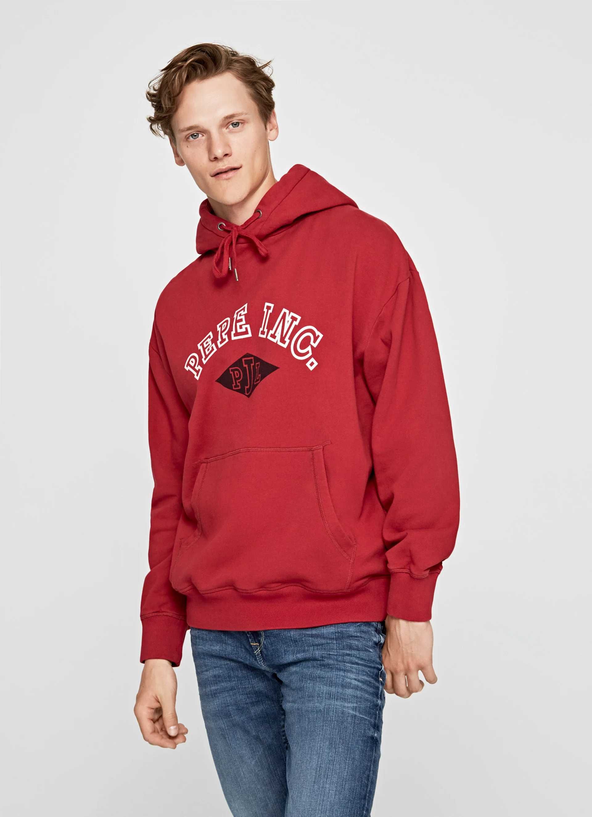 Pepe Jeans Bluza męska kangurka czerwona XL z kapturem nowa