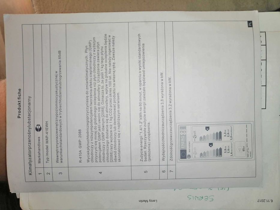 Klimatyzator equation WAP-41EWH