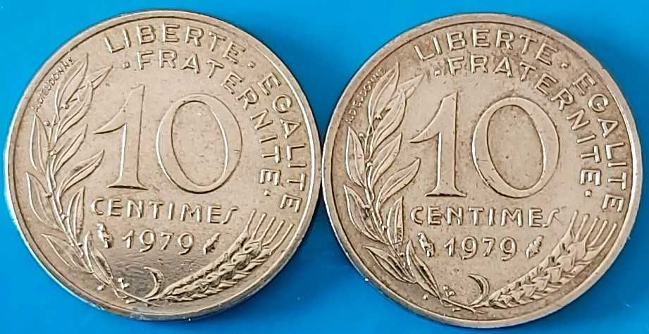 Lote 2 moedas 10 Cêntimos 1979, França