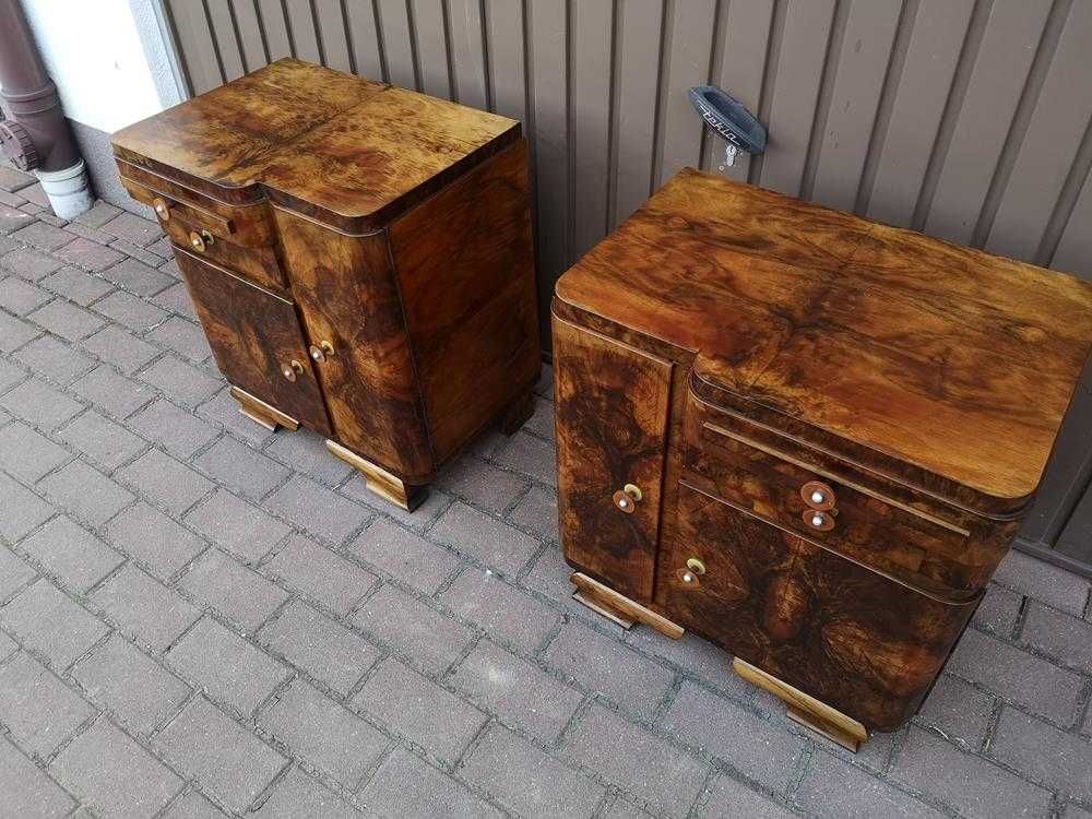 Stoliki Szafki Nocne Art Deco Orzech Stare Antyk Komplet Okazja.