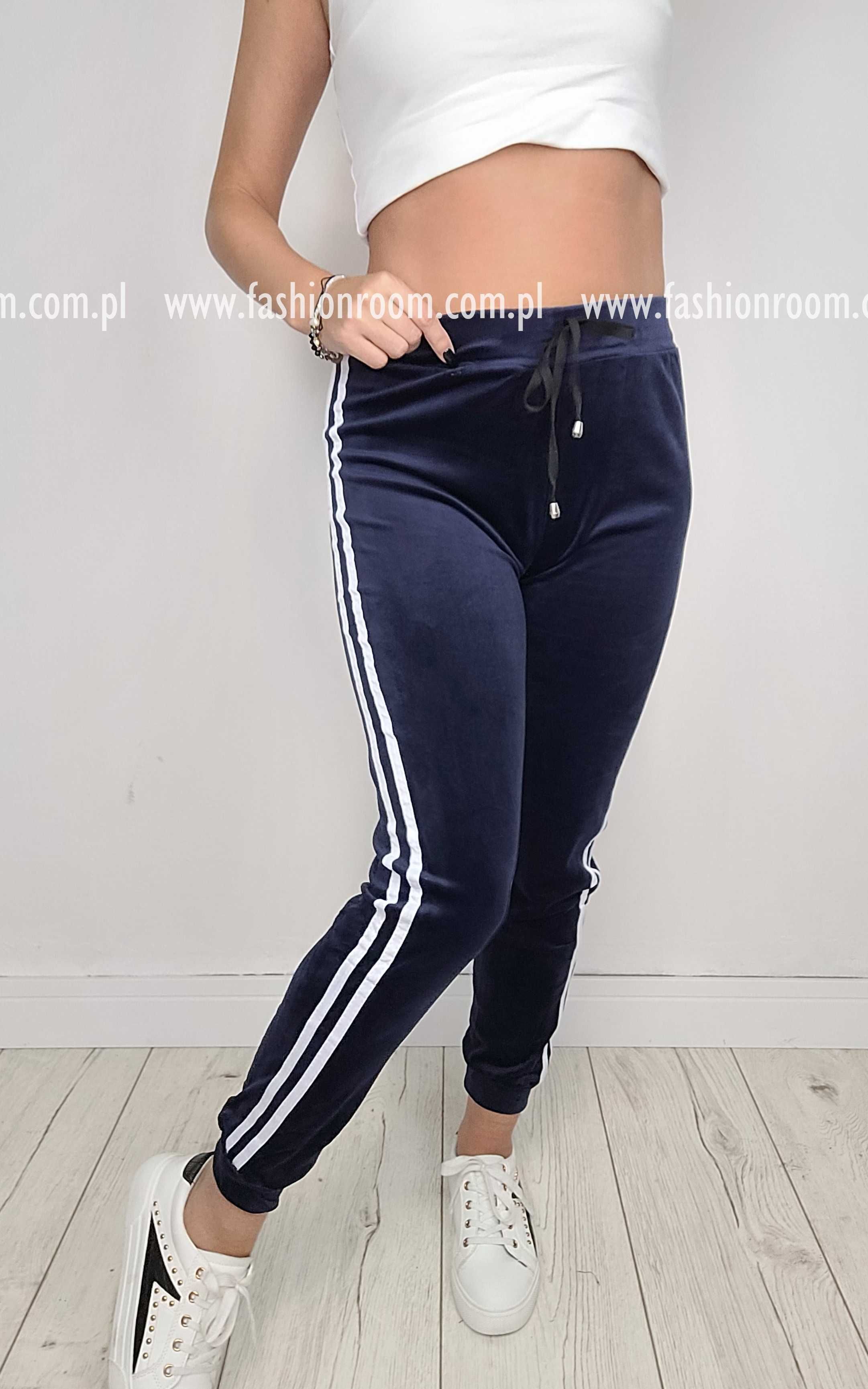 6 KOLORÓW S-XL SPODNIE dresowe WELUROWE dresy damskie TU L/XL granat