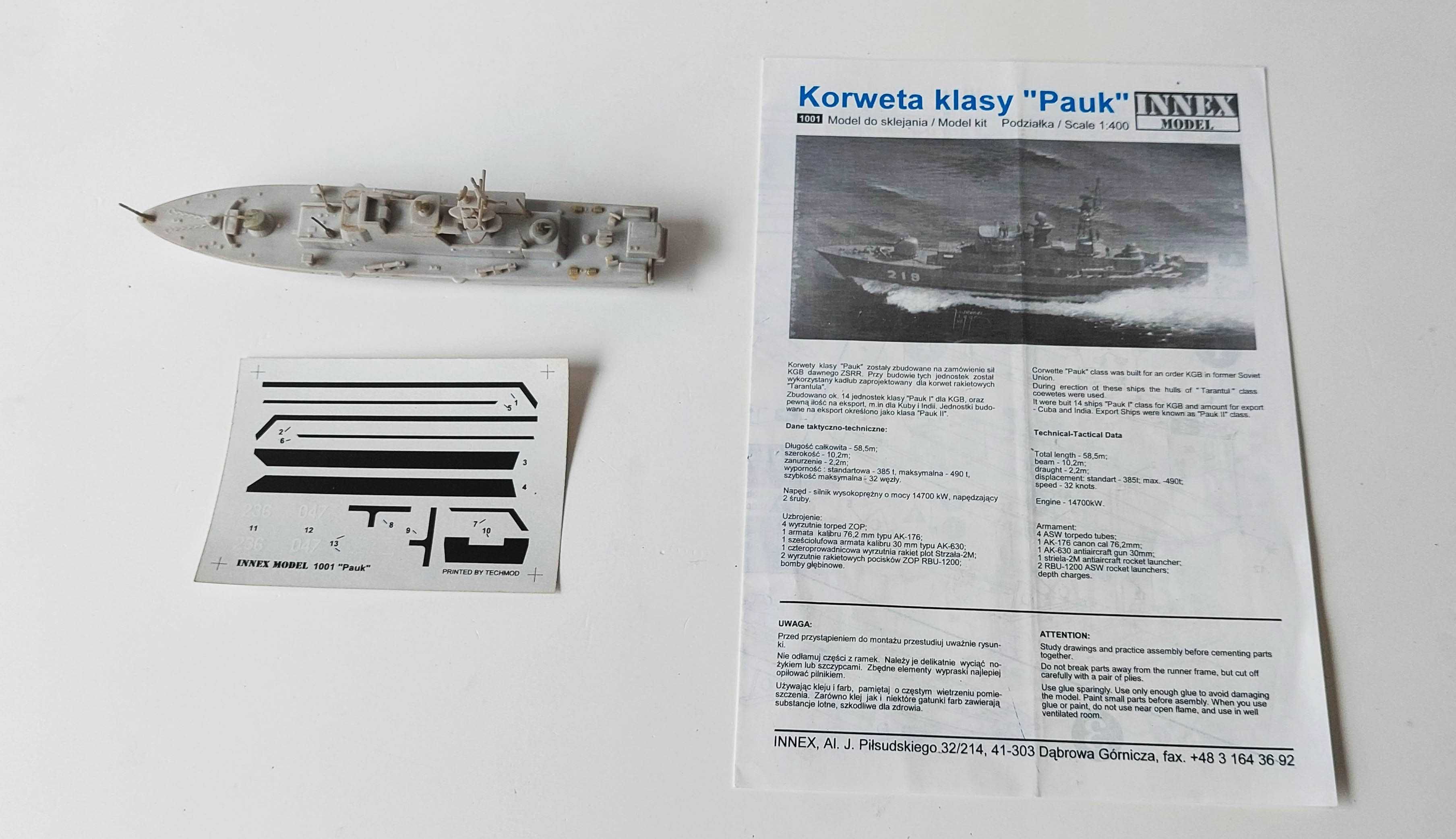 Kit montado de modelismo 1/400 da Corveta russa Pauk