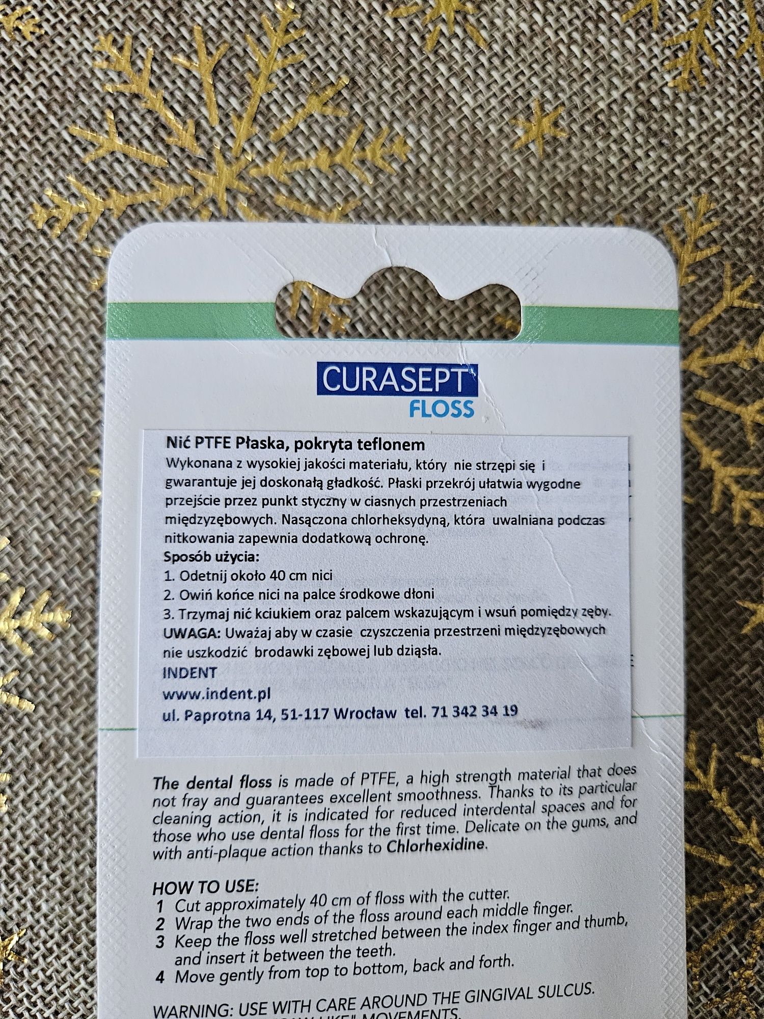 CURASEPT PTFE Floss - płaska Nić pokryta teflonem zielone opakowanie 3