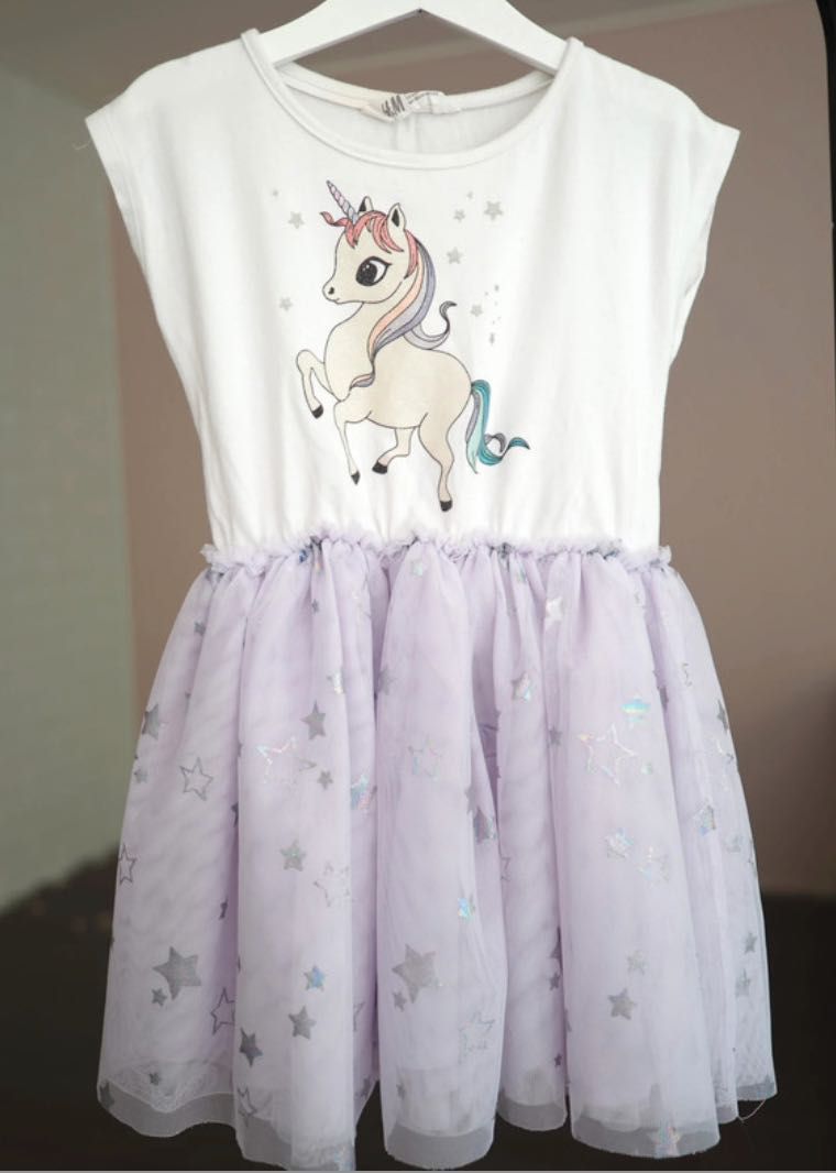 Unicorn, jednorożec HM sukienki tiul, brokat rozmiar 122 128