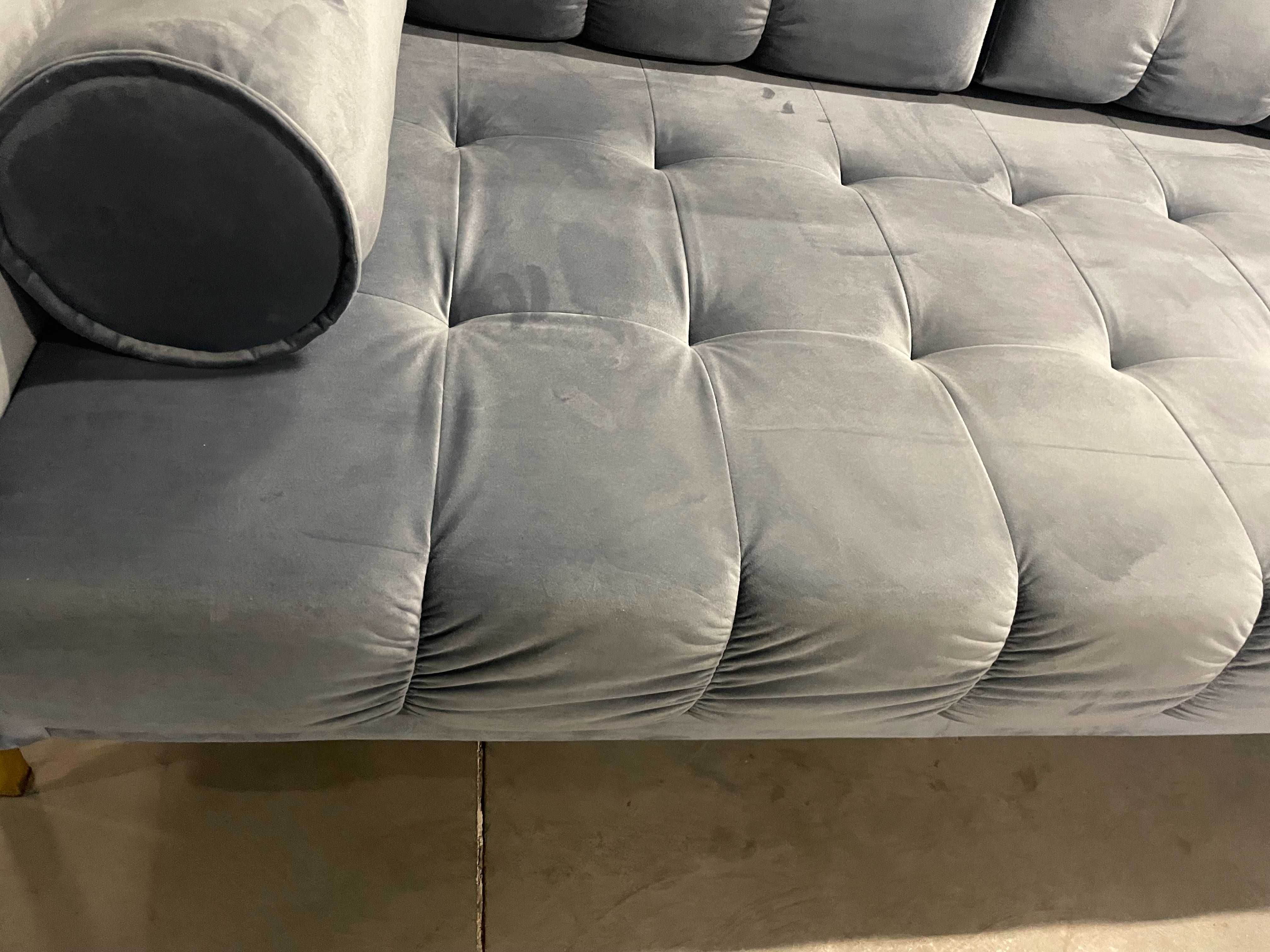 Sofa aksamitna 3-osobowa BALI jasnoniebieski - poekspozycyjna