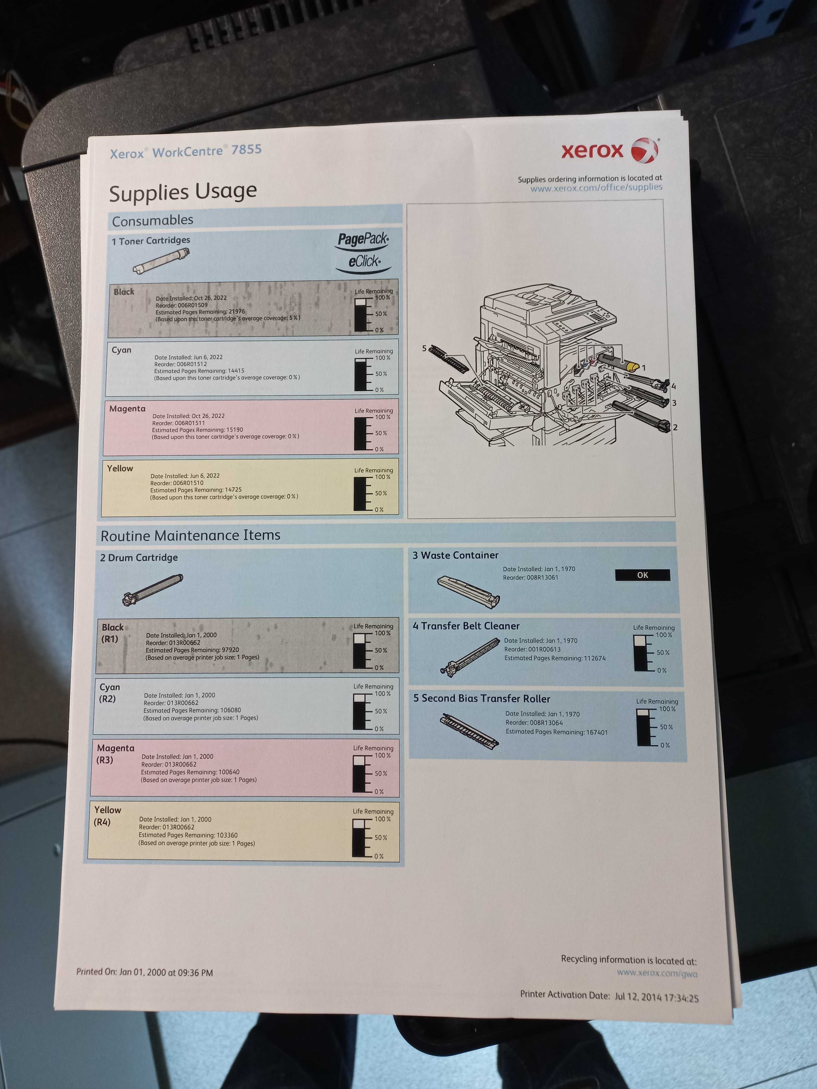 Fotocopiadora  impressora e scanner a cores-Xerox 7855