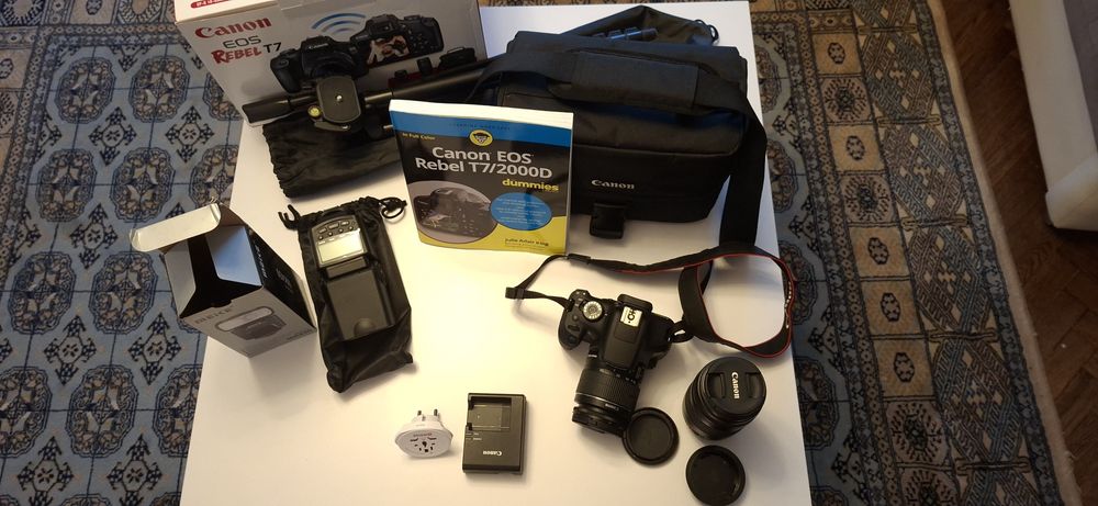 Canon EOS Rebel 2000D premium kit + meike mk430 lampa błyskowa i tripo