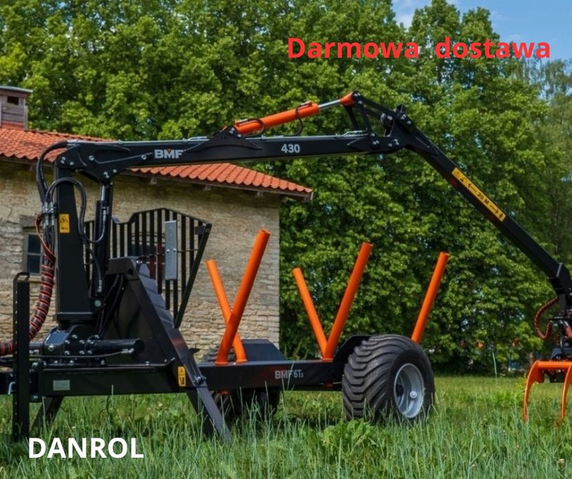 Przyczepa Leśna BMF 6T2 z żurawiem BMF 540 5.4m