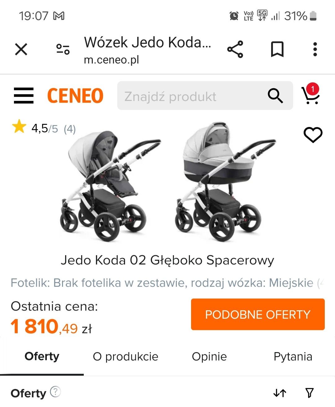 Wózek 2w1 stan bardzo dobry!