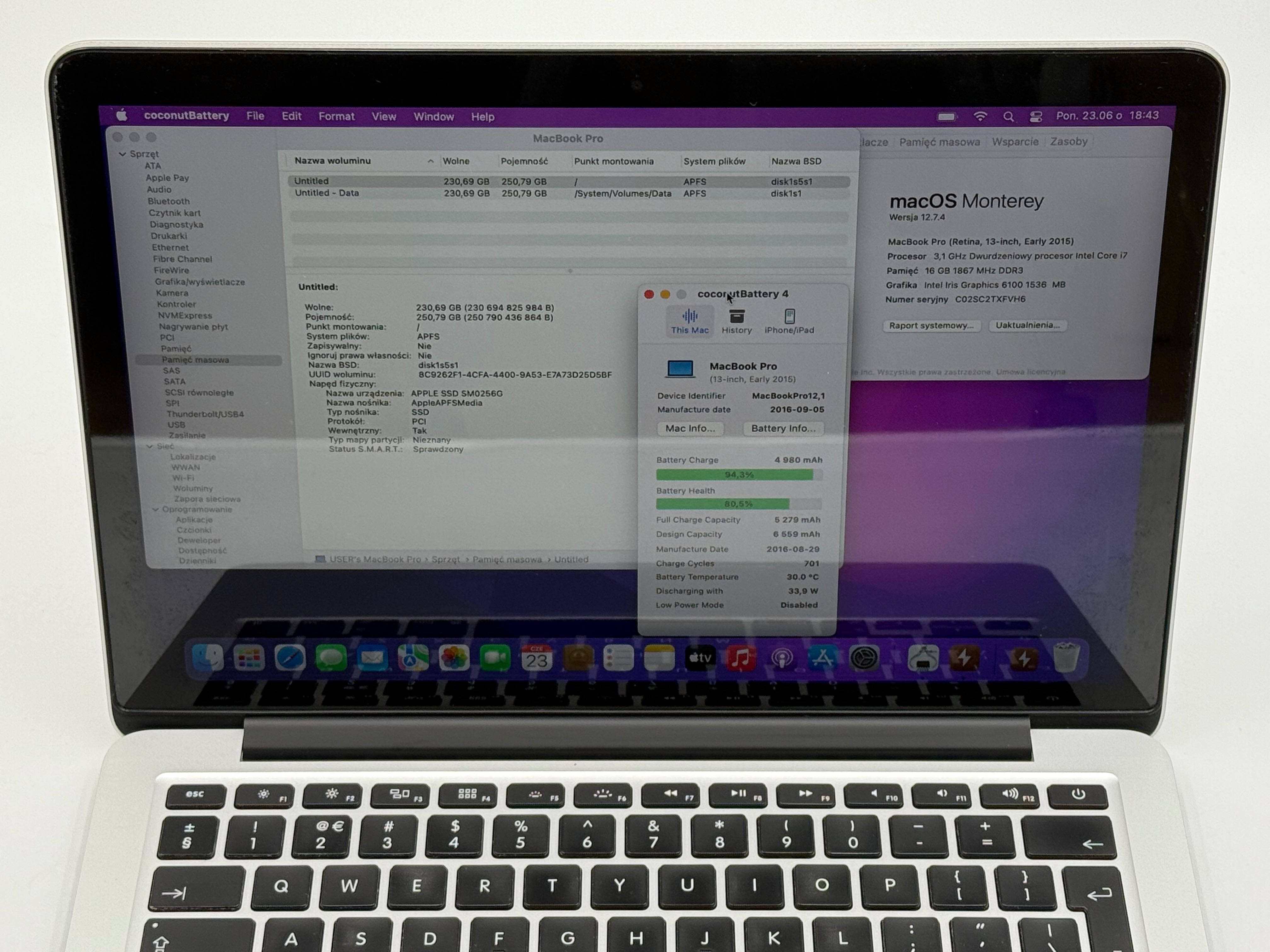 Laptop Apple Macbook Pro 13 2015 i7 16GB 256GB A1502