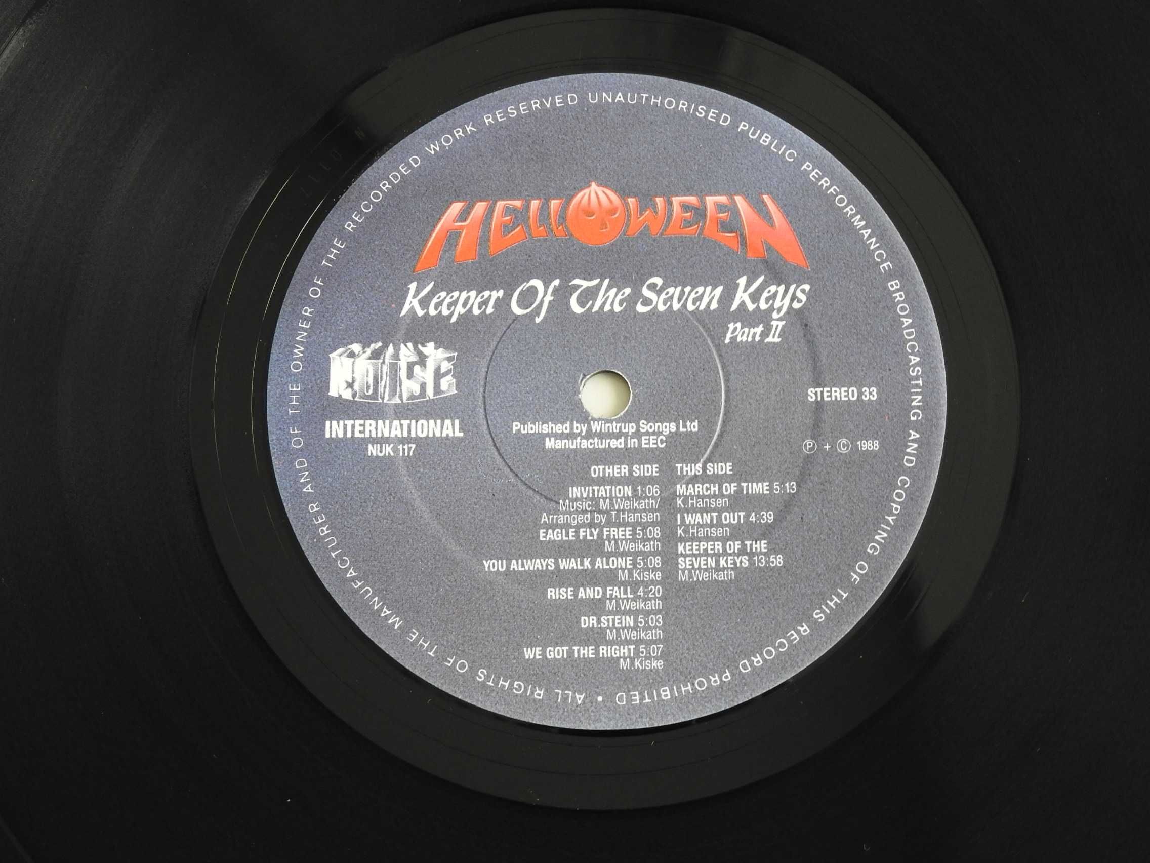 Helloween Keeper Of The Seven Keys Part II LP 1988 UK пластинка NM 1pr