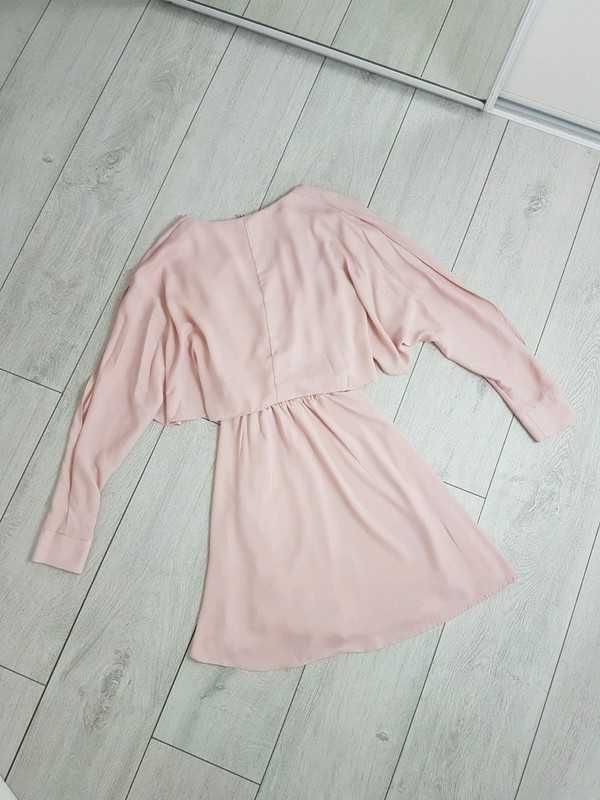 River island pudrowa rozkloszowana krótka sukienka 32 XXS