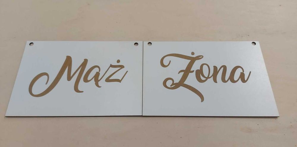 Tabliczki do kościoła na krzesła MĄŻ ŻONA wesele biała ślub 20x30cm