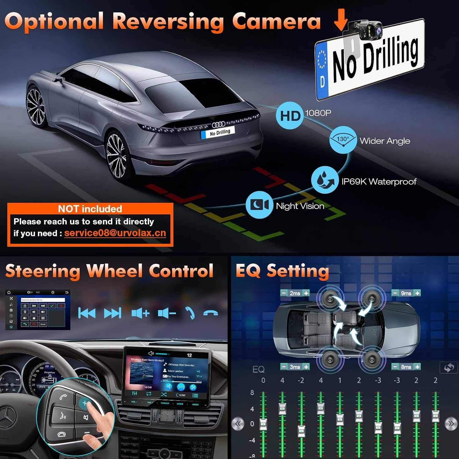 URVOLAX Radio samochodowe 1 DIN Apple CarPlay Android DAB+