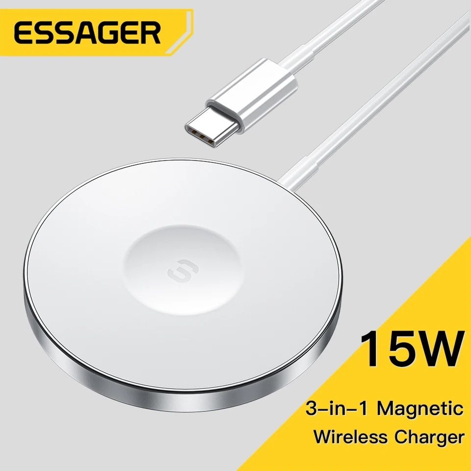 Бездротовий зарядний пристрій ESSAGER 3 in 1 15W Magnetic Wireless