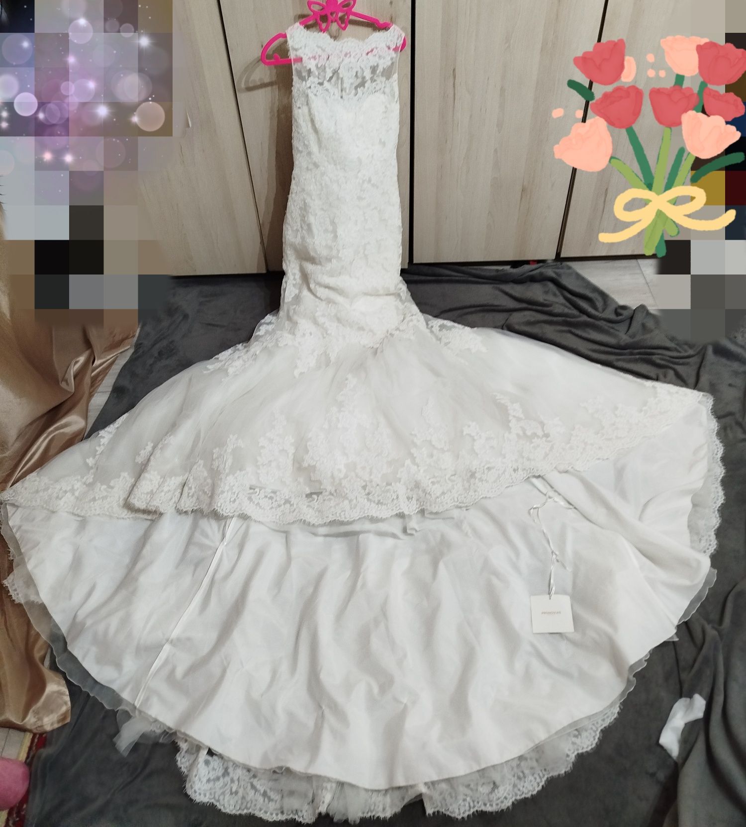 Pronovias suknia ślubna typu syrenka, s, brudna biel/ ecru