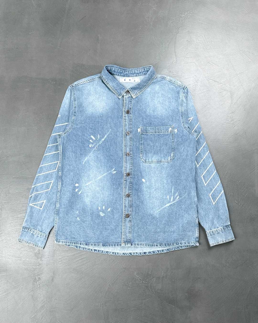 Сорочка Off-White Diag Outline Paint Denim Shirt Grey