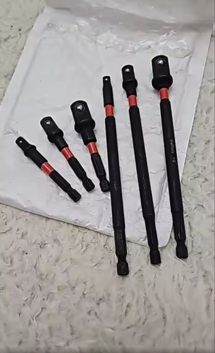 Набір високоякісних міцних ударних перехідникі біт 6шт 1/4"3/8" і 1/2"