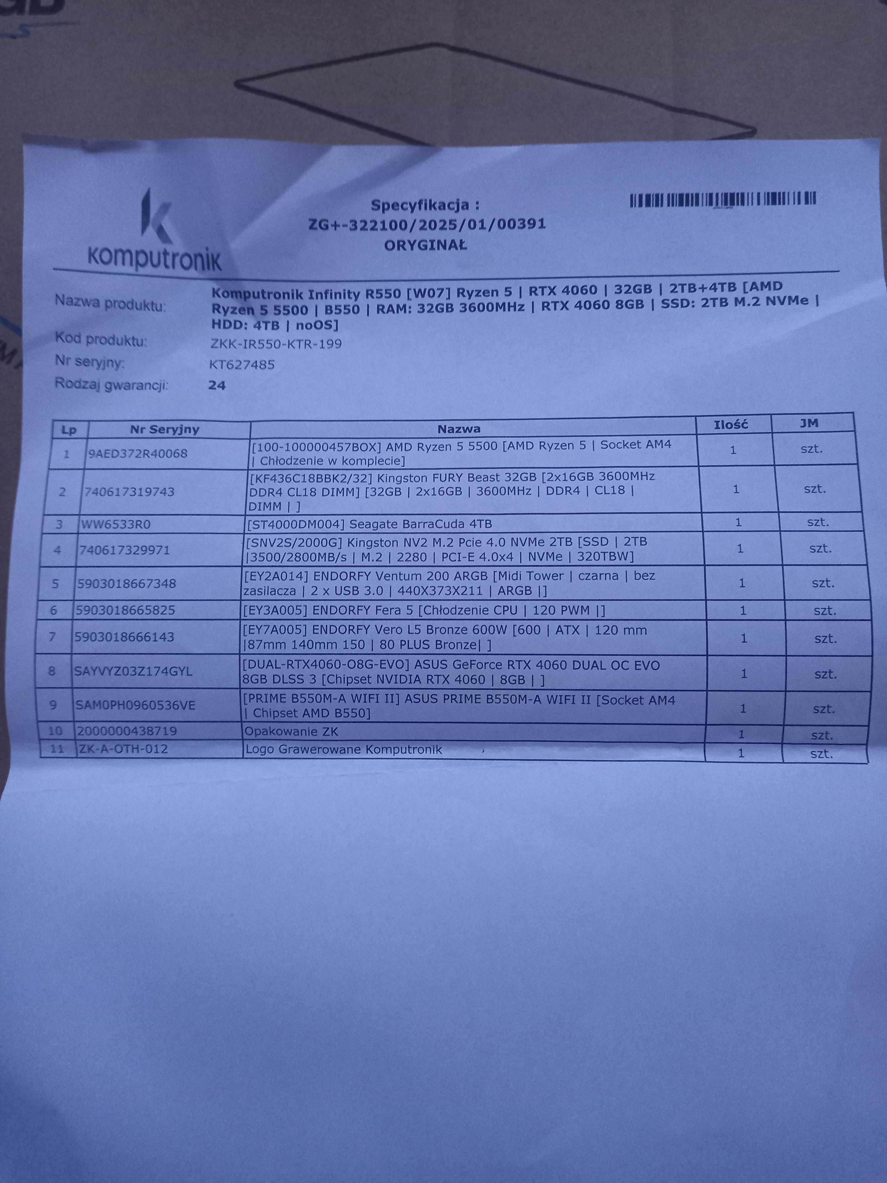 Komputer gaming rtx 4060 gwarancja