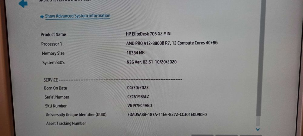 мини-ПК мини компьютер неттоп HP 705 G2