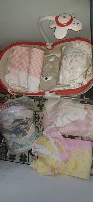 wozek 3 w 1, kolyska, ubranka, szumis, skoczki, posciel itp.