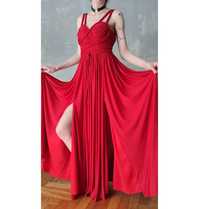 Sukienka maksi czerwona pleciona Rozmiar S 36