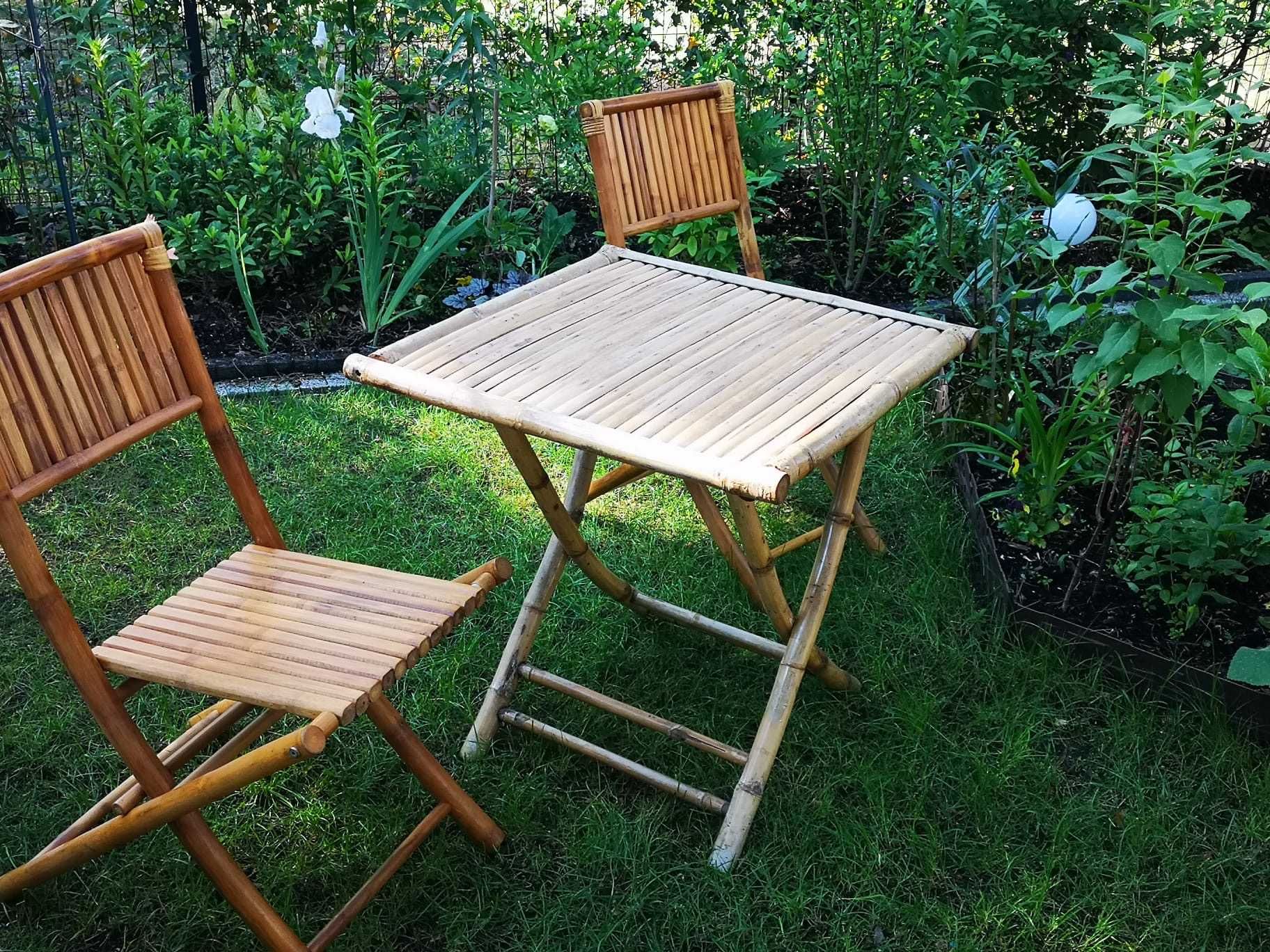 Zestaw ogrodowy z bambusa 4 krzesła + stół gratis