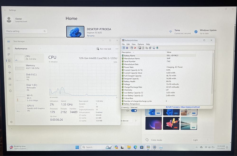 Dell Inspiron 16 5620 Intel® Core i5-1235U