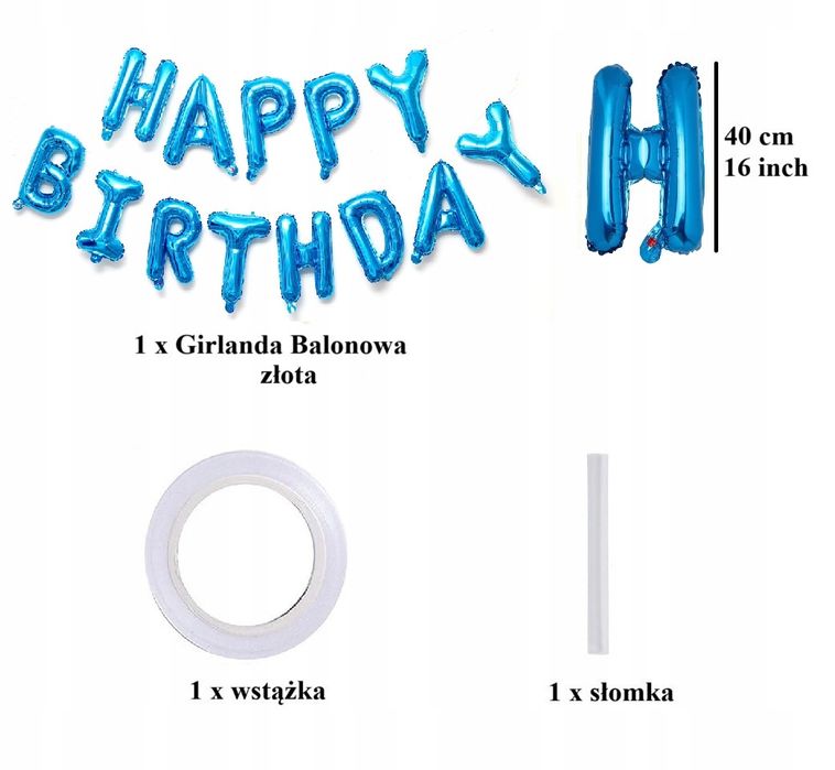 Oro Party Balonowa Dekoracja Girlanda balonowa Happy Birthday 40