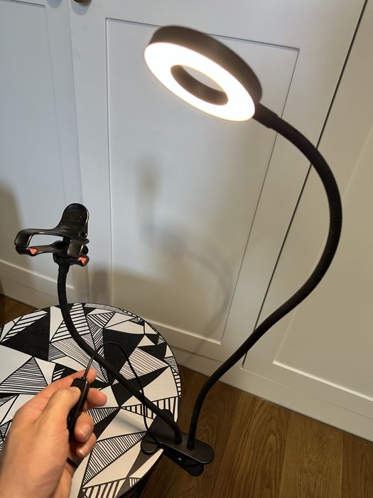 Lampa led ring + uchwyt do telefonu. Mini studio stremingowe!