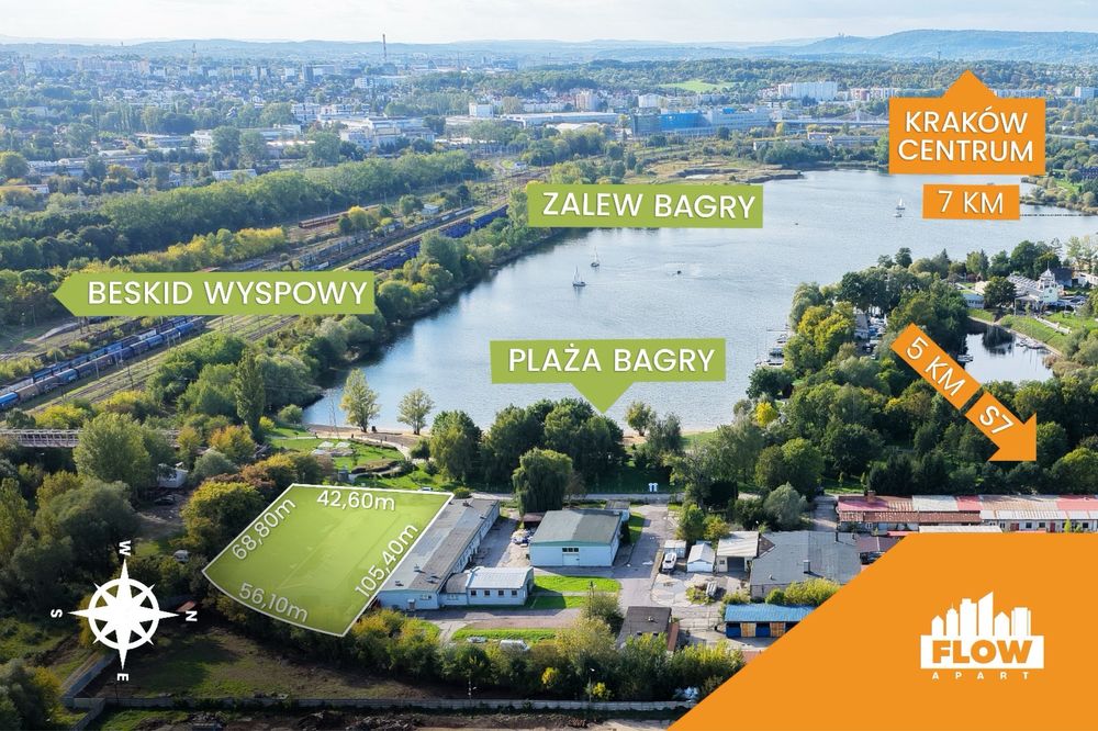 Działka w prestiżowej lokalizacji linia brzegowa zalewu Bagry Kraków