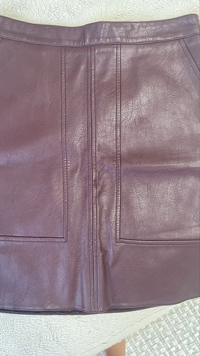 Спідниця міні екошкіра бардо М